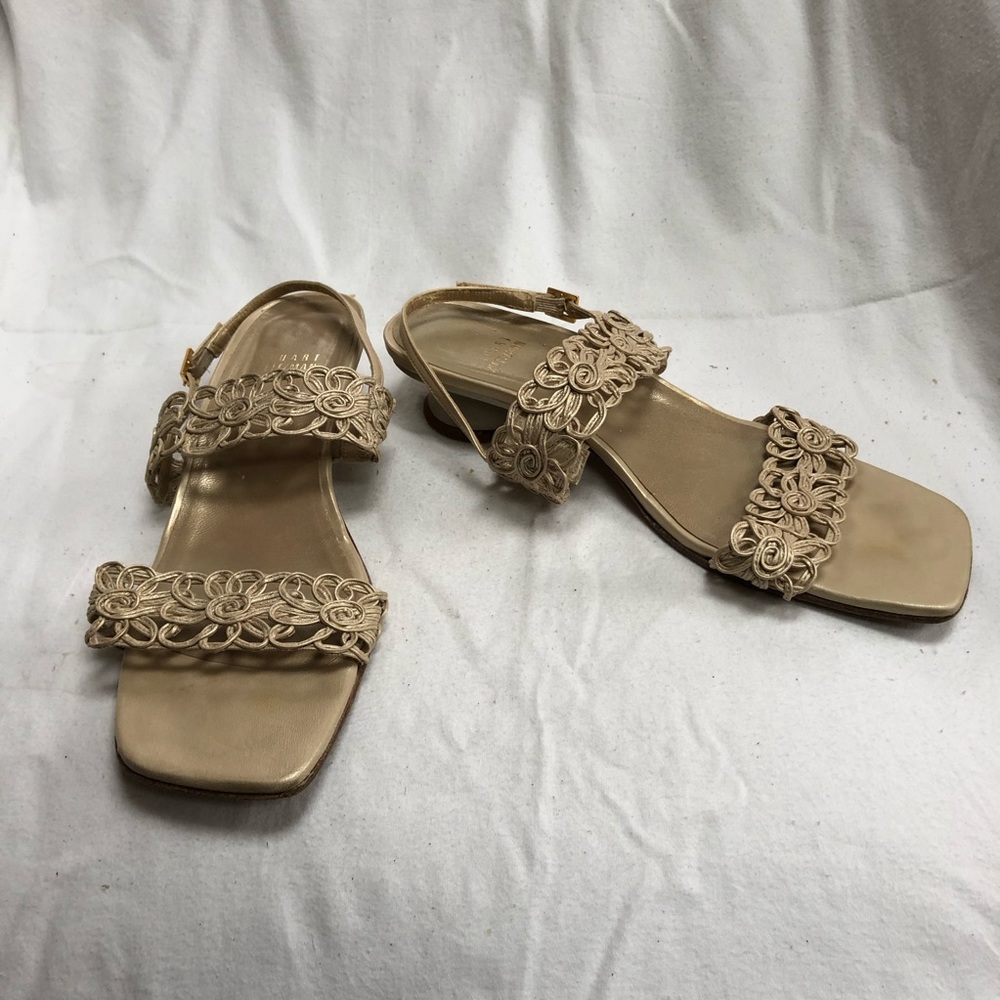 Stuart Weitzman Gold Floral Sandals